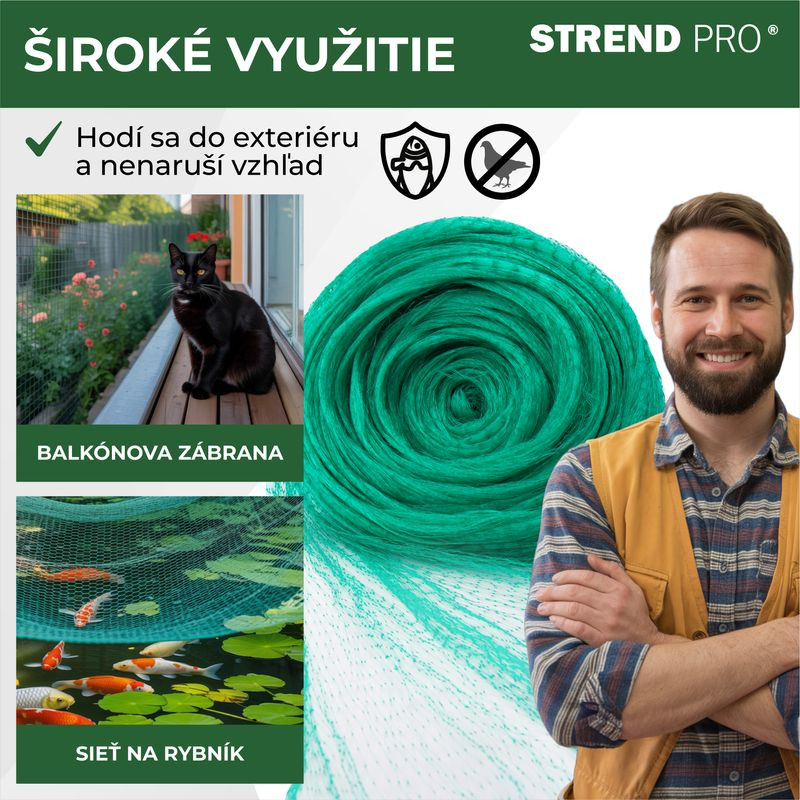 Sieť Strend Pro, 4x10 m, oko 18 mm, proti vtákom, PE 4