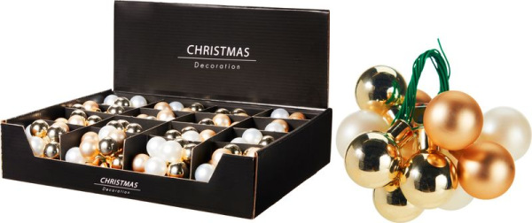 Dekorácia, Vianočné gule, champagne, 2,5 cm, sellbox 16ks
