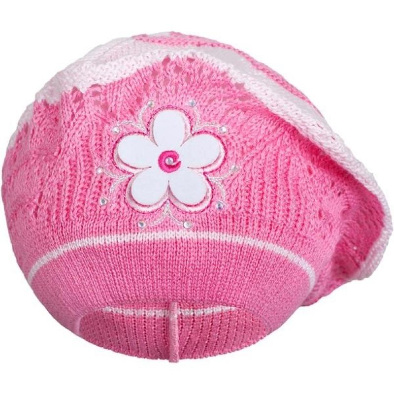 Pletená čiapočka-baret New Baby tmavo ružová 104 (3-4r)