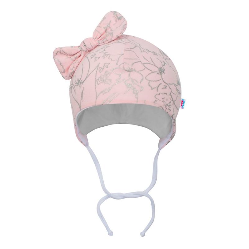 Dojčenská bavlnená čiapka s mašličkou New Baby NUNU ružová 86 (12-18m)