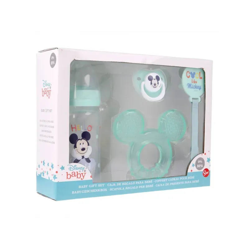 STOR DISNEY BABY 4 dielny set  MICKEY MOUSE (fľaša, hryzátko, cumlík a držiak), 13008