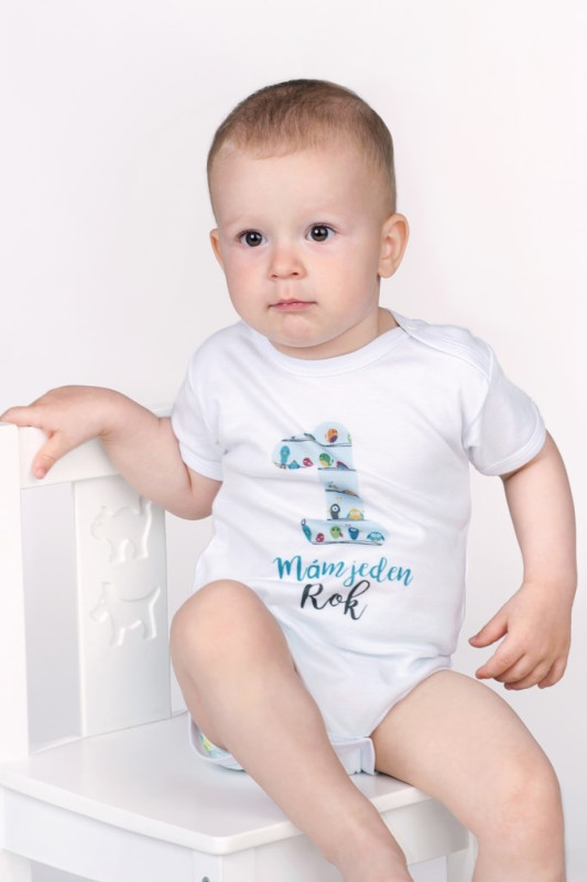 Body s potlačou New Baby Už mám 1 rok modré 80 (9-12m) 2