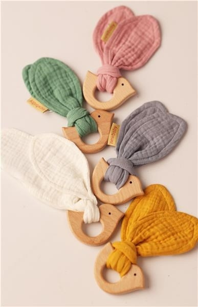 Detské hryzátko s vtáčikom New Baby Bird mustard 1