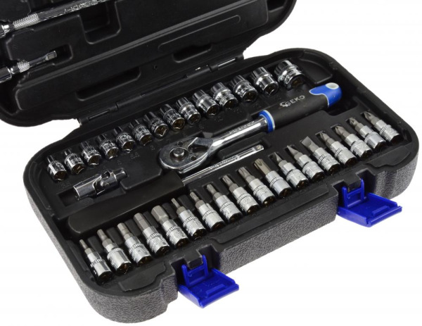 Gola sada 1/4", 38-dielna v plastovom kufri, GEKO 3