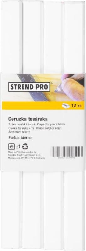 Ceruzka Strend Pro CP0611, tesárska, 180 mm, 12 ks, hranatá, čierna tuha