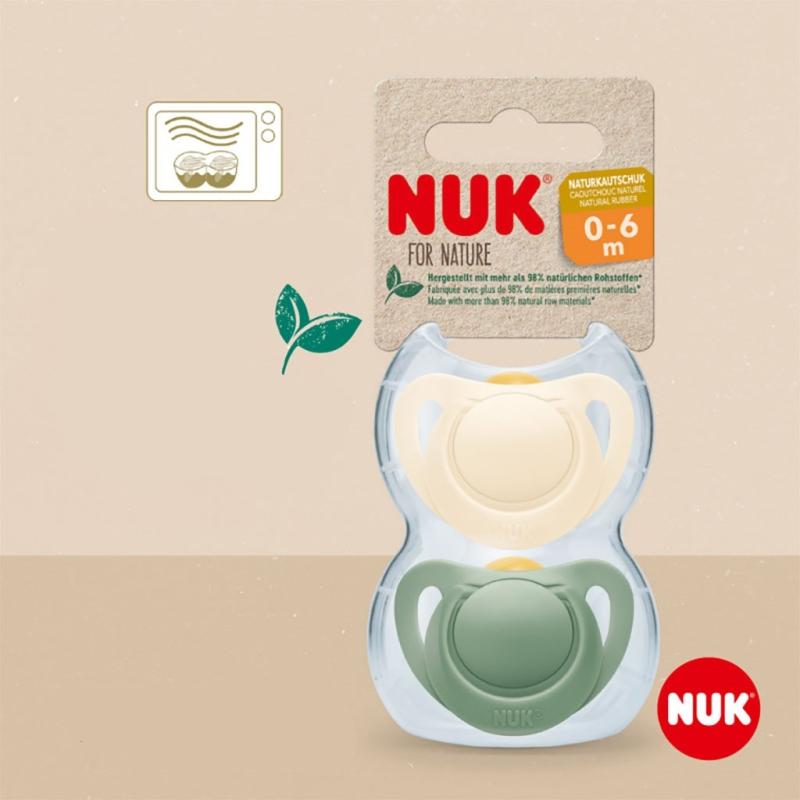 Latexový cumlík NUK For Nature 0-6m 2 ks box zelená 0-6 m 2