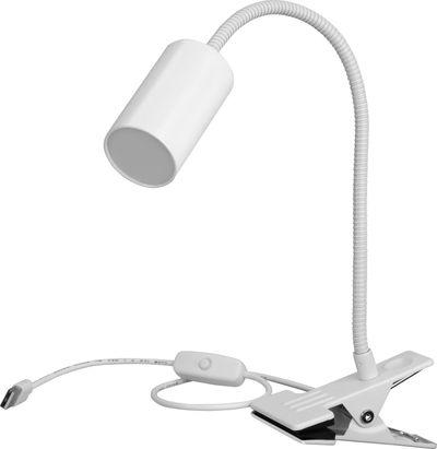 Lampa Strend Pro, stolná, s klipsou na uchytenie, Alu, biela, USB, 41 cm