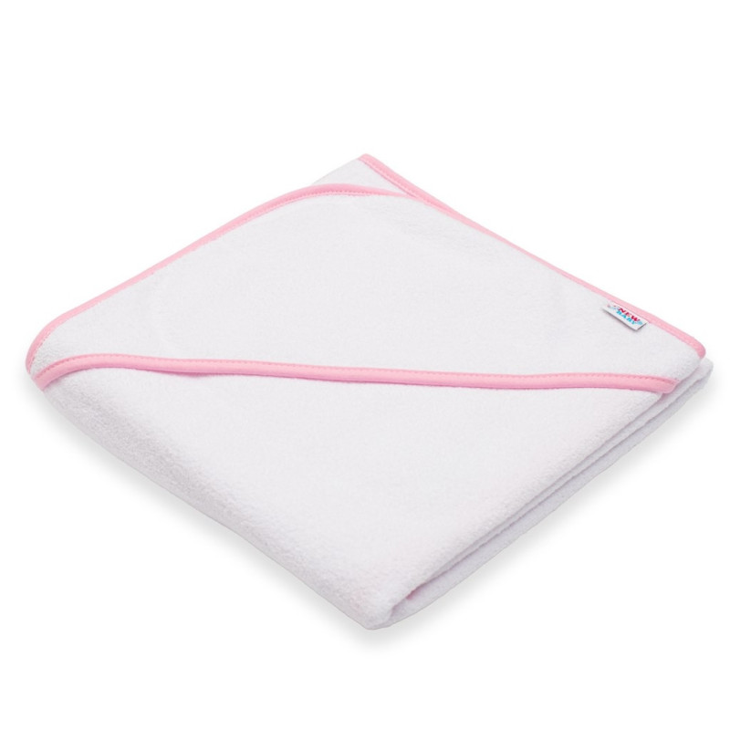 Detská froté osuška s kapuckou New Baby BASIC 80x80 bielo-ružová 3
