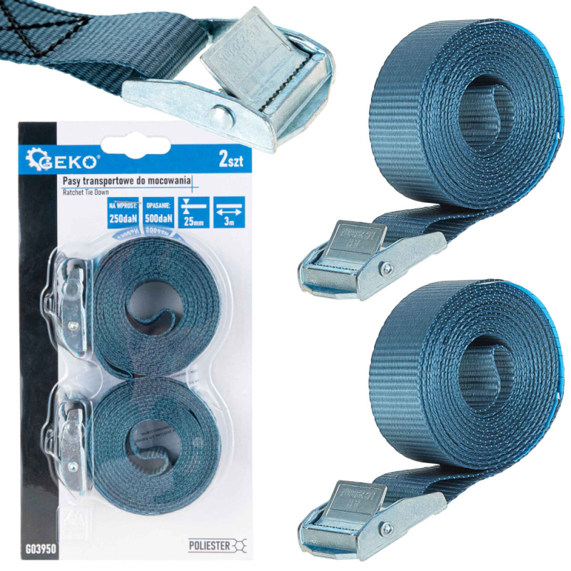 Remeň s prackou 500 kg, 3 m x 25 mm, 2 ks, GEKO