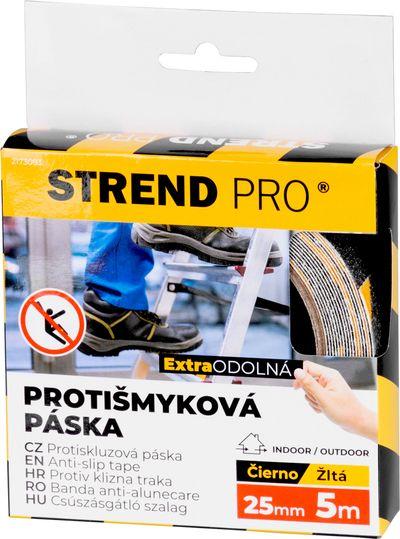 Páska Strend Pro, 25 mm, L-5 m, lepiaca, protišmyková, extra odolná, čierno/žltá 1