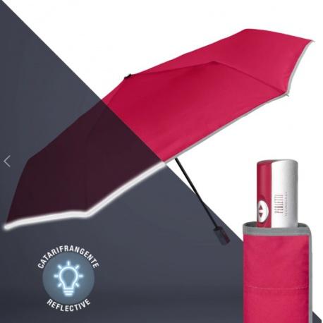 PERLETTI Technology Plnoautomatický skladací dáždnik s reflexným pásom / červený, 21754