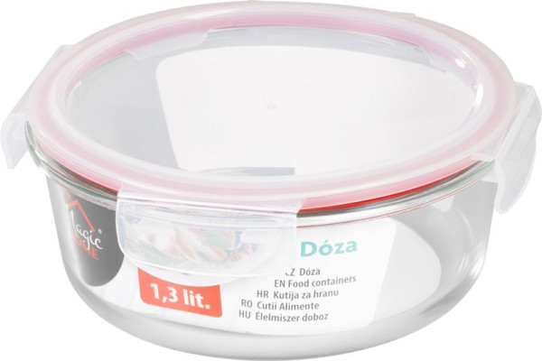 Dóza MagicHome, okrúhla, 1300 ml, s vekom, Clip, sklenená 2