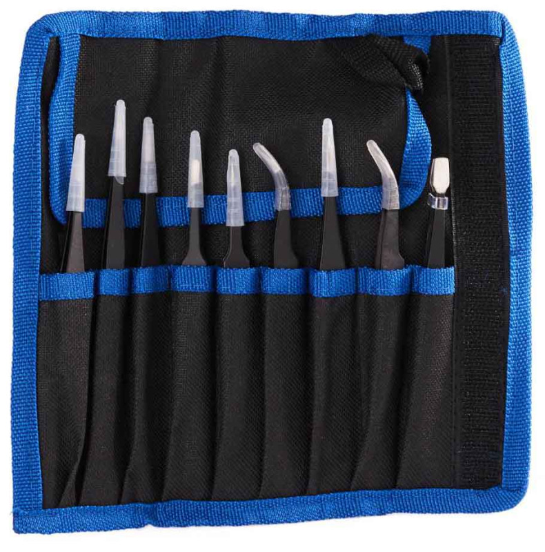 Sada antistatických nerezových pinziet, 9-dielna sada, GEKO 14