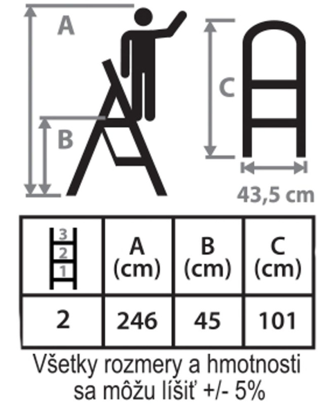 Schodíky Strend Pro LFT105 2-stupienkové stúpadlo, oceľové, EN14183, nosn. 150 kg 5