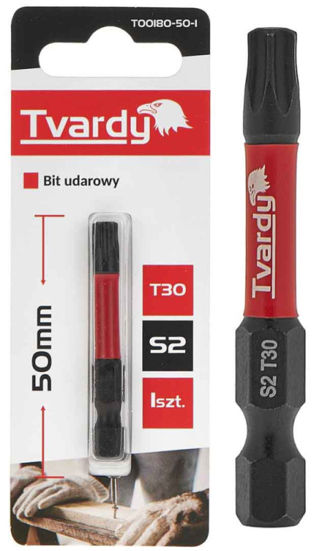 Bit úderový 1/4" T30 x 50mm, S2, TVARDY 1