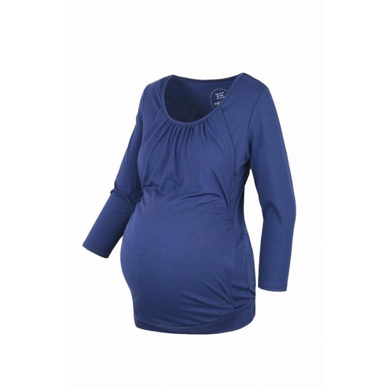 Tehotenské a dojčiace tričko Kangaroo milk & love modrá M