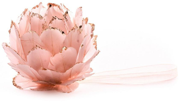 Dekorácia MagicHome Vianoce Flower, ružová, závesná, páperová, 9 cm