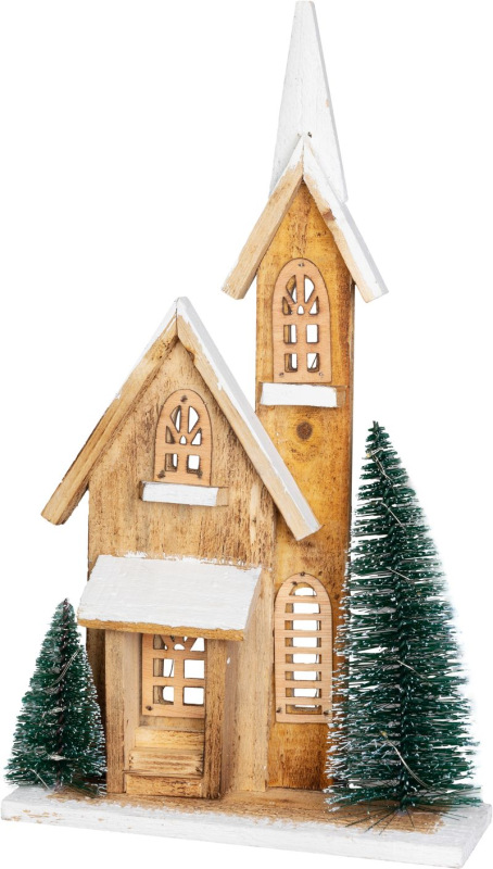 Dekorácia Kostol, 15xLED, 24x9x42 cm, časovač, 2xAA 1