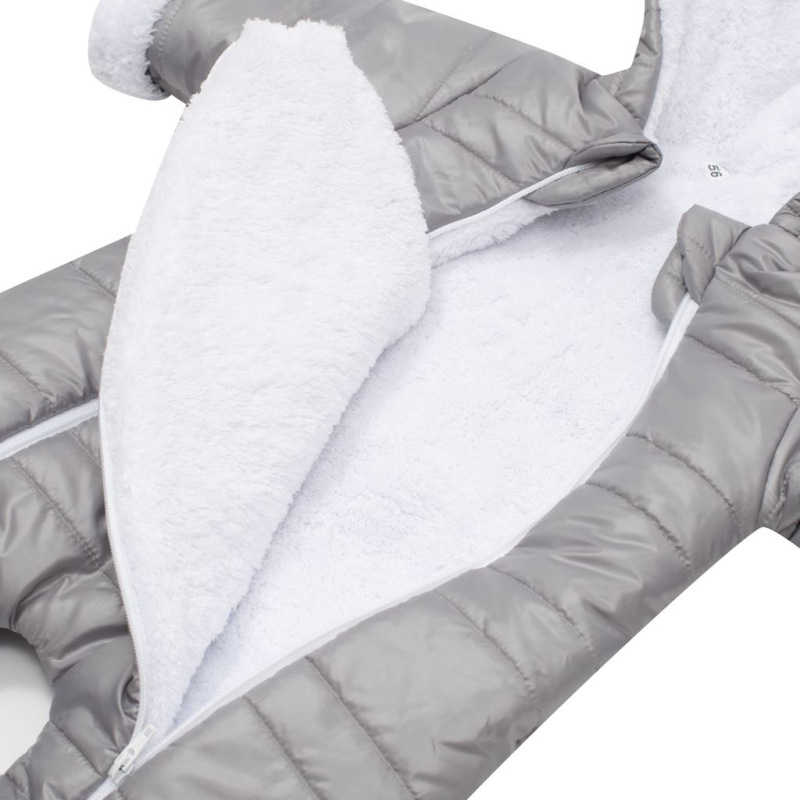 Zimná dojčenská kombinéza s kapucňou s uškami New Baby Pumi grey 68 (4-6m) 4