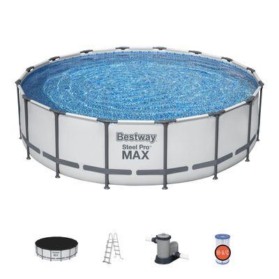 Bazén Bestway® Steel Pro MAX, 5612Z, kartušová filtrácia, rebrík, plachta, 488x122 cm