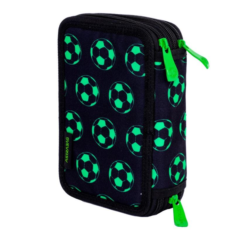 Trojposchodový peračník s náplňou AstraBAG NEON FOOTBALL, AC31, 503024064