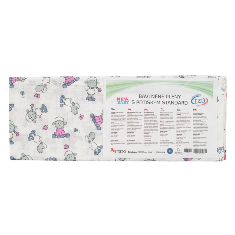 Bavlnené plienky s potlačou NEW BABY 60x80 cm STANDARD 10 ks 1