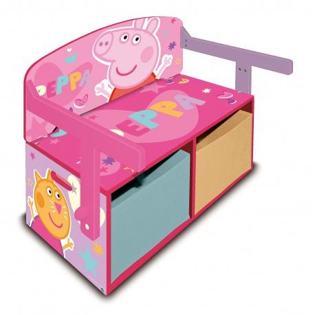 ARDITEX Detský drevený nábytok 3v1 PEPPA PIG (Lavička, Box na hračky, Stolík), PP13986