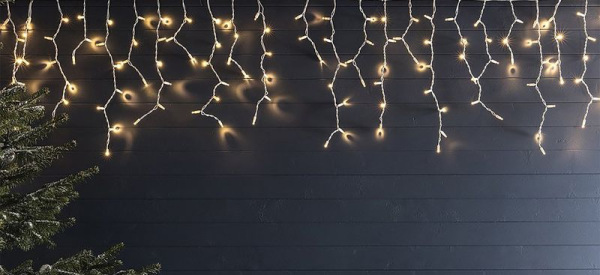 Reťaz MagicHome Vianoce Icicle, 480 LED teplá biela, cencúľová, jednoduché svietenie, 230 V, 50 Hz,