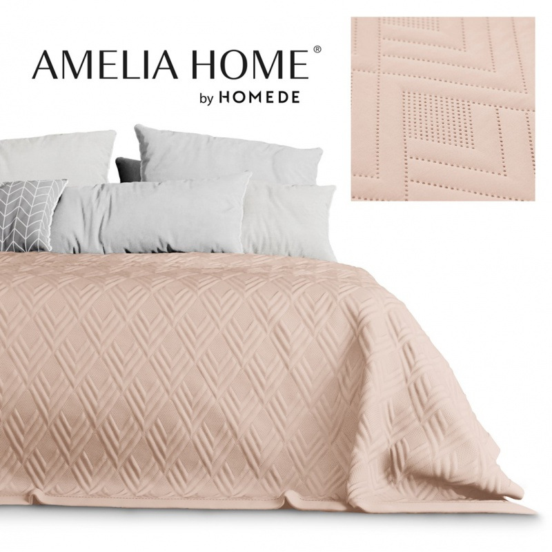 Obojstranný pléd /prehoz na posteľ AmeliaHome Ophelia, 220 x 240 cm, púdrová ružová 1