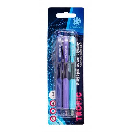 ASTRA 3ks - ASTRAPEN TROPIC, Guľôčkové pero 0,7mm, modré, blister, mix farieb, 201022023