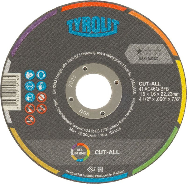Kotuc Tyrolit 115x1,6mm, 41C, AC46Q-BFB, Universal, CUT-ALL, Basic *