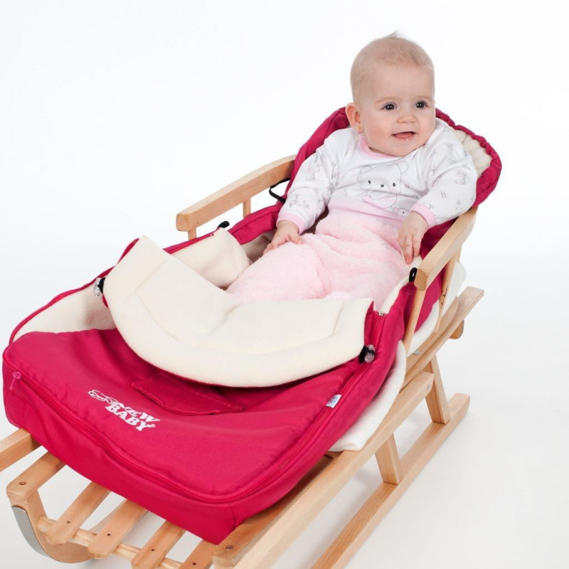 Detské celodrevené sánky s operadlom a povrázkom BAYO 90 cm 5