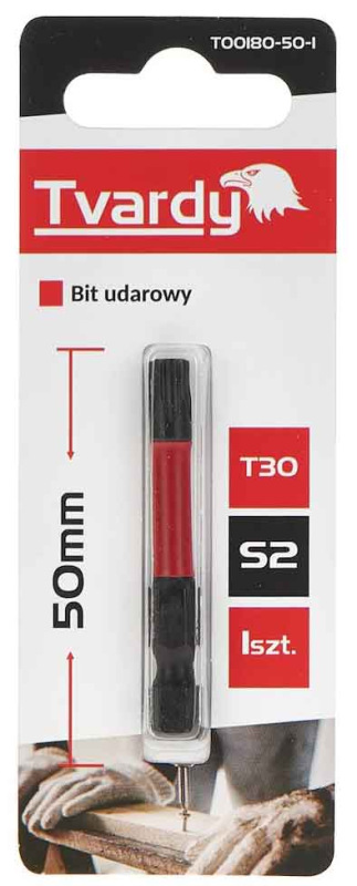 Bit úderový 1/4" T30 x 50mm, S2, TVARDY 2