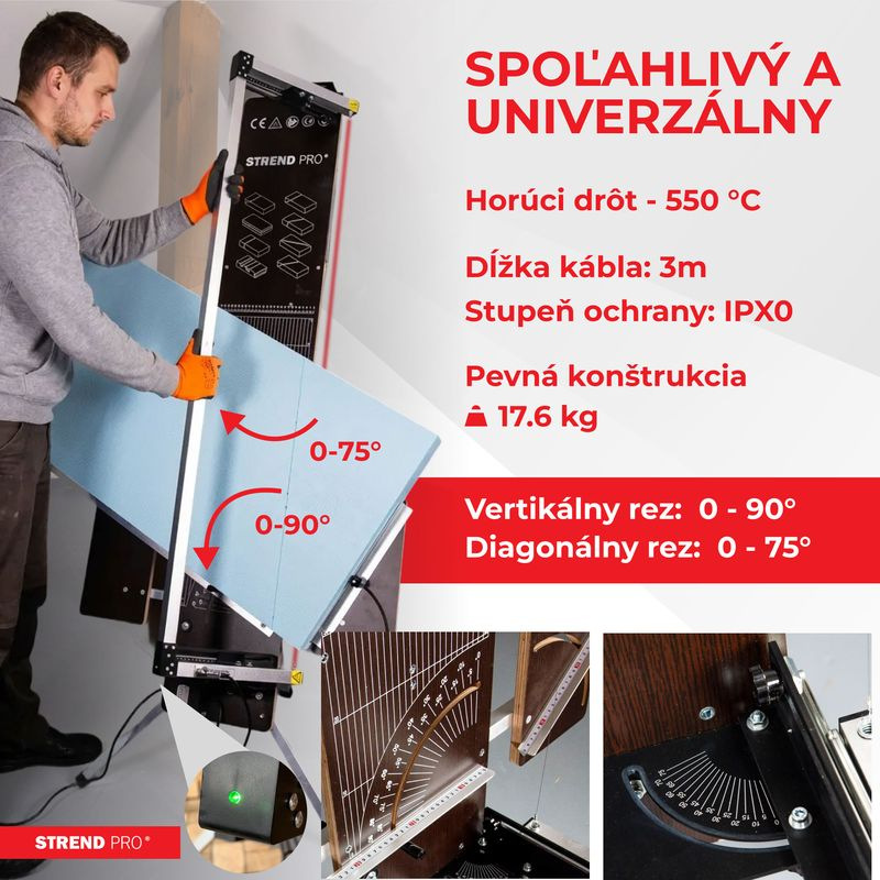 Rezačka Strend Pro SDDR-140, 30 - 140 cm, rezný uhol max 90° na polystyrén, 200 W, elektrická, stoja 4