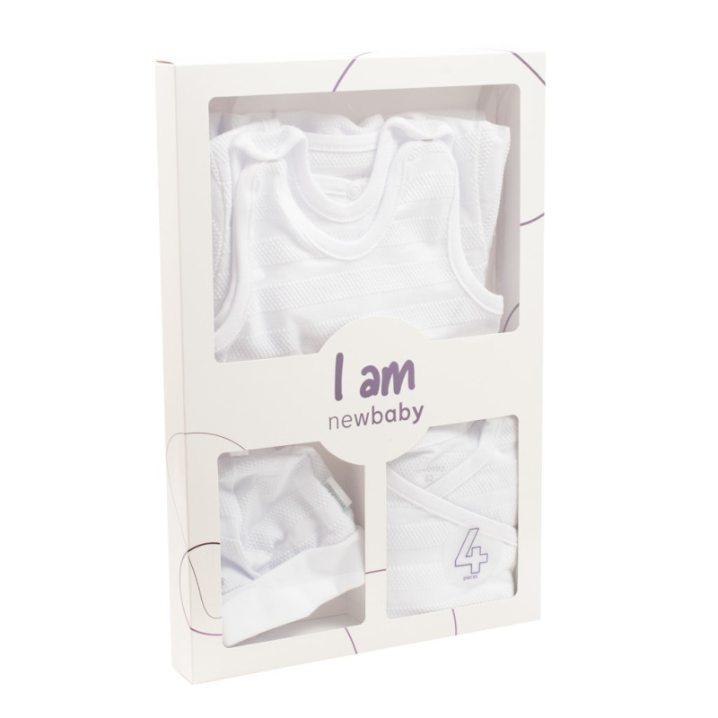 4-dielna dojčenská súpravička do pôrodnice New Baby I AM biela 62 (3-6m) 5