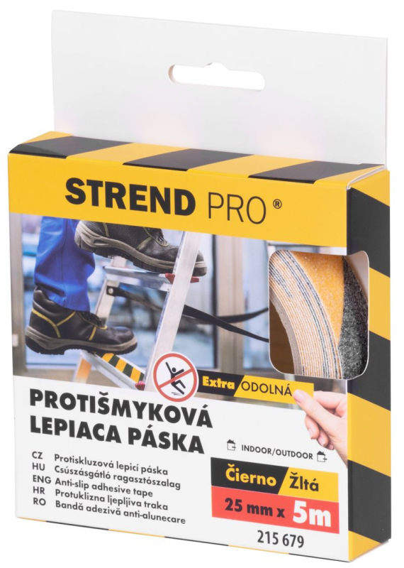 Páska Strend Pro, lepiaca, protišmyková, extra odolná, čierno/žltá, 25 mm x 5 m 1