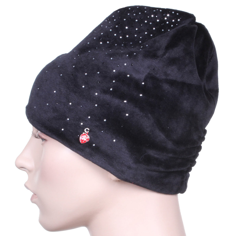 Velour detská zimná čiapka čierna 1