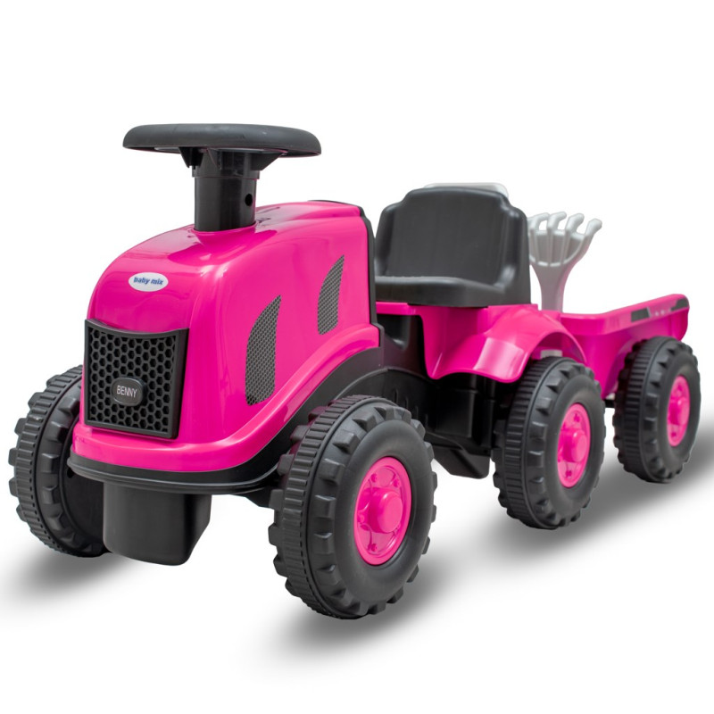 Dětské odrážedlo traktor s vlečkou Benny Baby Mix New ružový