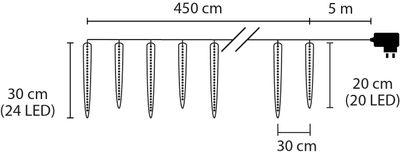 Reťaz MagicHome Vianoce Icicle, 352x LED studená biela, 16 cencúľov, vodopádový efekt, 230 V, 50 Hz,