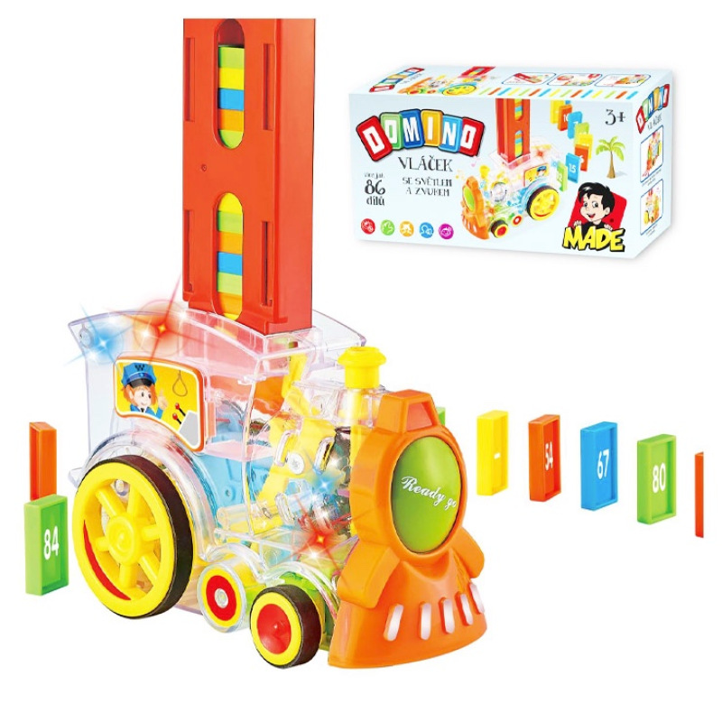 Lokomotíva domino so svetlom na batérie