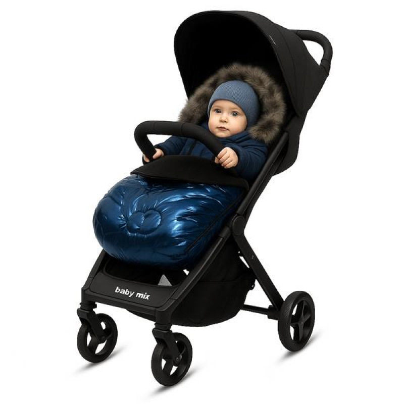 Luxusný fusak s kožušinkou New Baby modrý 4