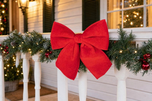Dekorácia MagicHome Vianoce, mašľa, červená, 25x25 cm 3