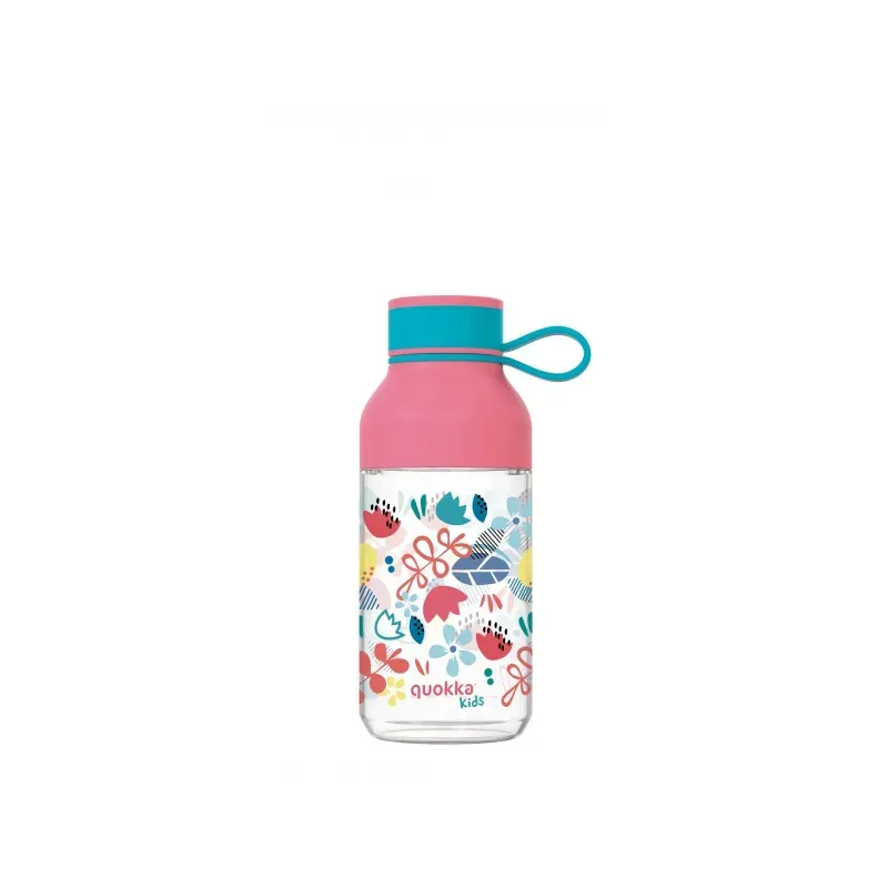 Quokka Kids, Plastová fľaša s pútkom Flowers, 430ml, 40158