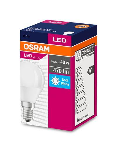 Žiarovka OSRAM® LED FR 040 (ean7911) non-dim, 5,7W/840 E14 4000K Value CLASSIC P