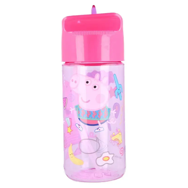 Plastová fľaša s výsuvnou slamkou PEPPA PIG, Transparent Tritan, 430ml, 13936