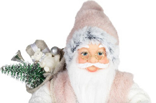 Dekorácia MagicHome Vianoce, Santa, s darčekom, ružovo-hnedý, 60 cm 1