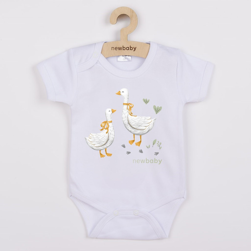 Detské body s potlačou New Baby Husičky - krátky rukáv 80 (9-12m)
