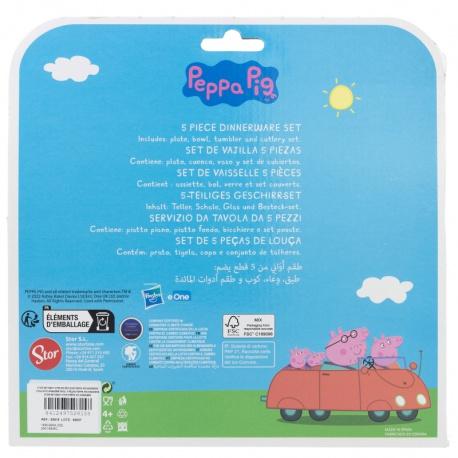 STOR Detský plastový riad Peppa Pig (tanier, miska, pohár, príbor), 52815