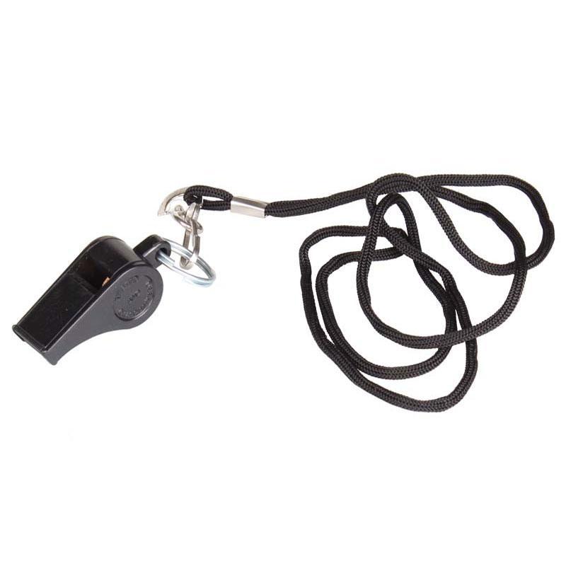 Merco plastic whistle black plus plastová píšťalka so šnúrkou