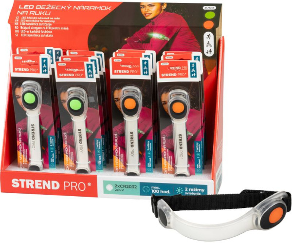 Náramok Strend Pro LB1204, LED, 2xCR2032, 185x35x15 mm, elastický, Sellbox 16 ks
